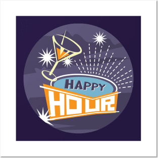 Happy Hour [Circular design] Posters and Art